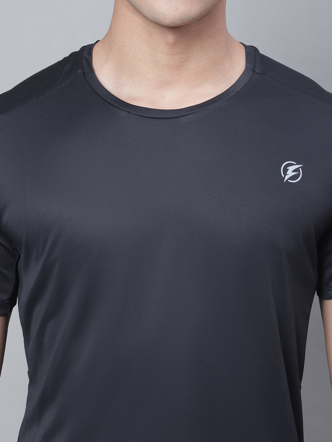 Men Half Sleeves Black Round Neck Sports T-shirt - Friskers