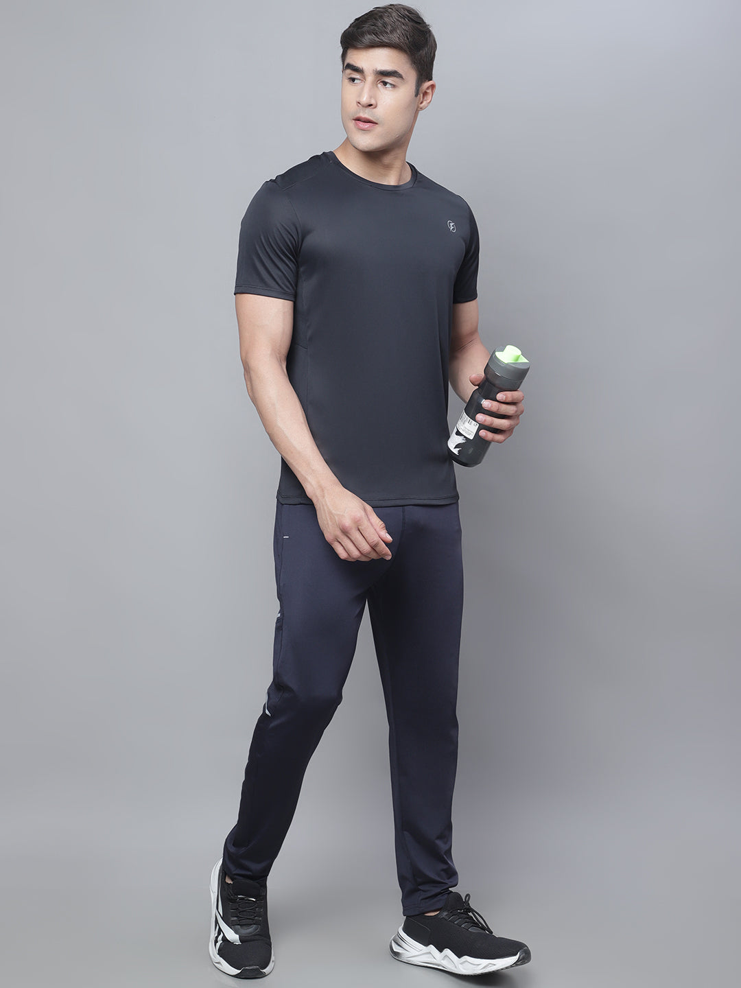 Men Half Sleeves Black Round Neck Sports T-shirt - Friskers