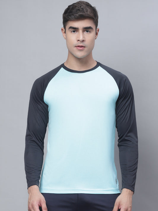 Men Full Sleeves Colourblocked Round Neck Sports T-shirt - Friskers