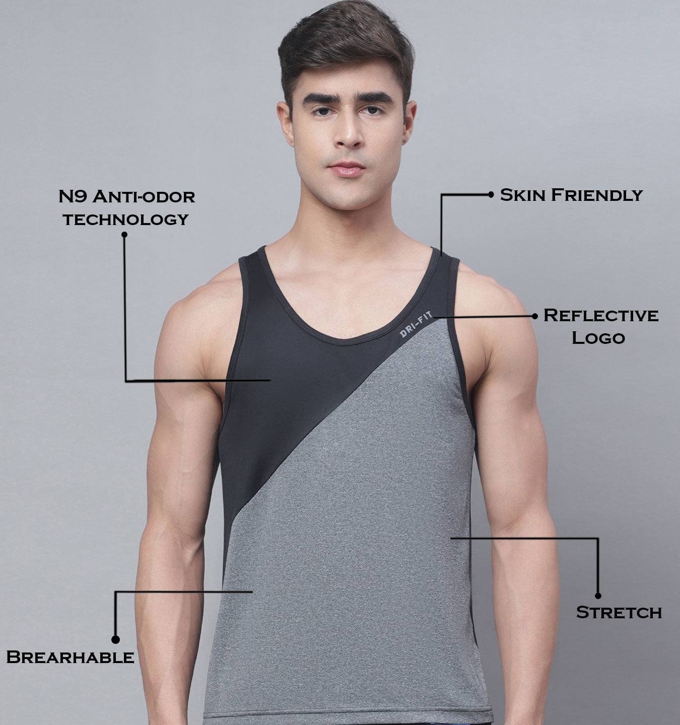 Men Colourblocked Innerwear Gym Vest - Friskers
