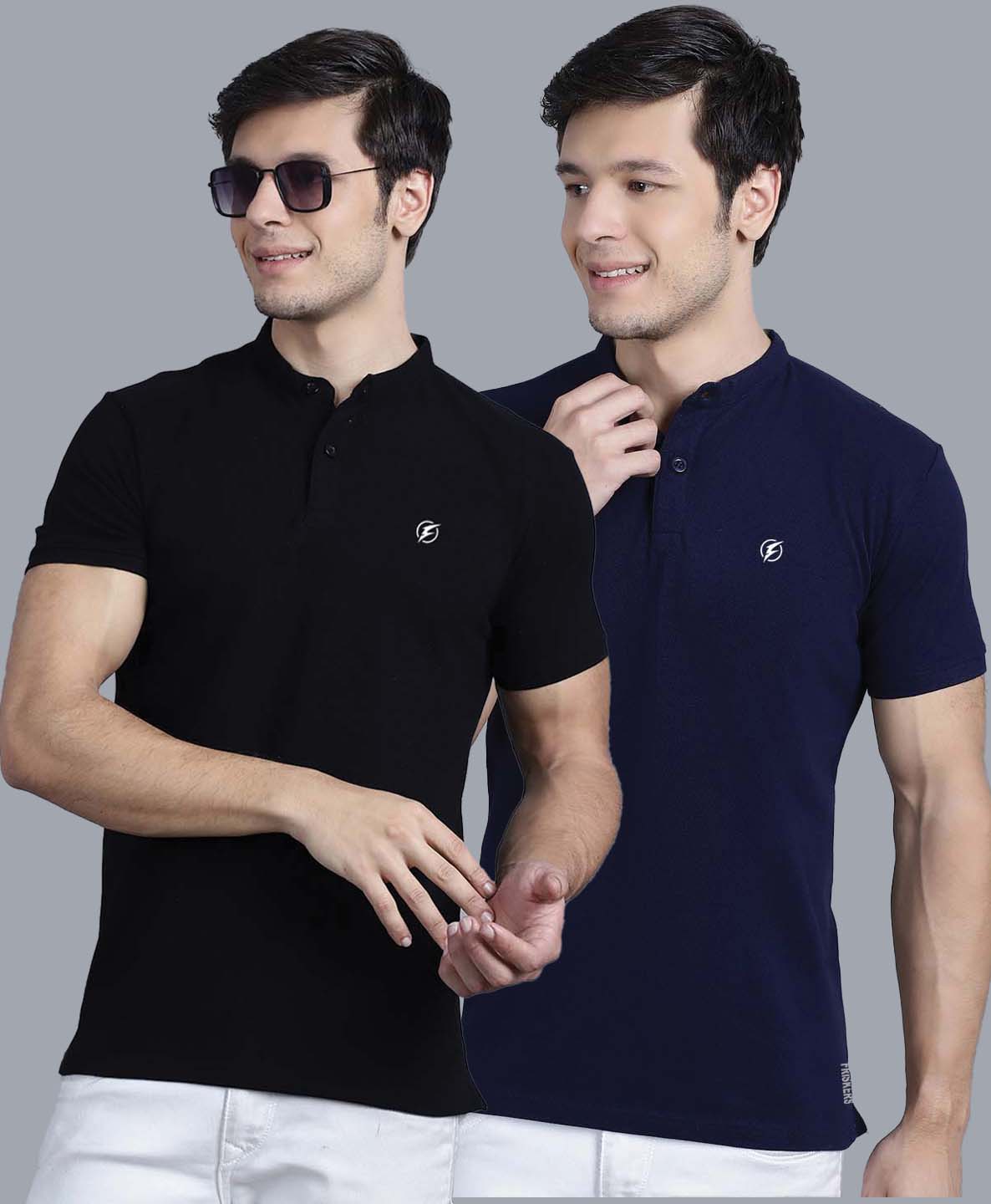 Men's Pack Of 2 Half Sleeves Short Collar Polo T-shirt - Friskers