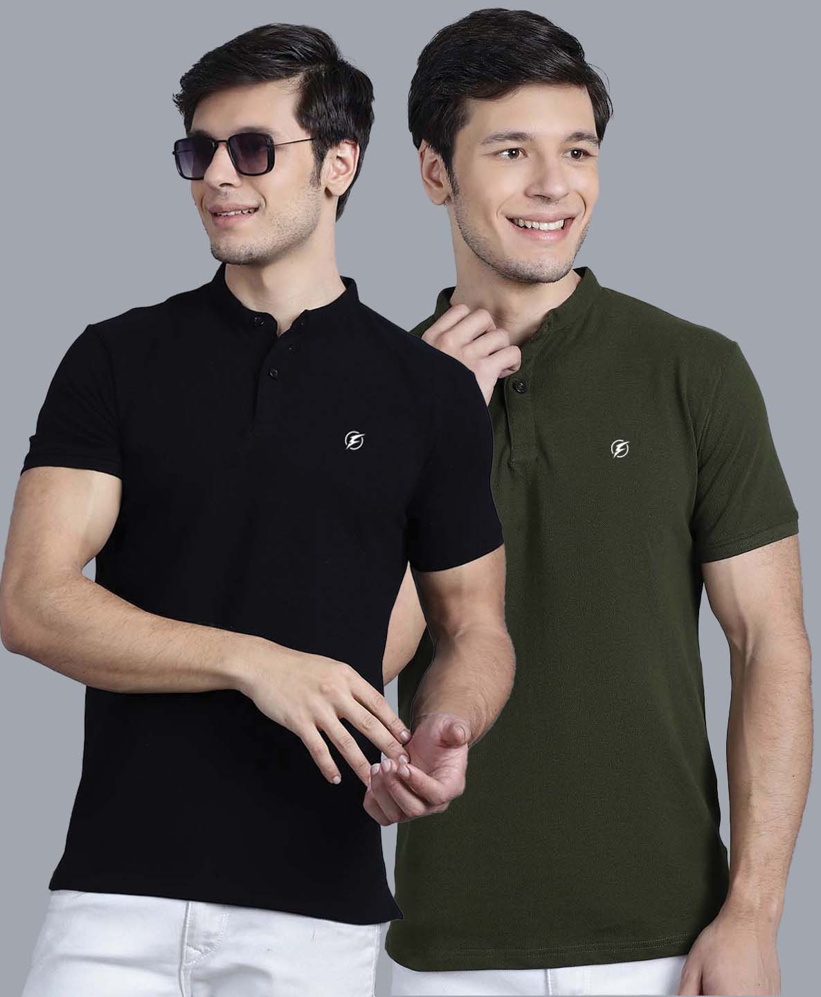 Men's Pack Of 2 Half Sleeves Short Collar Polo T-shirt - Friskers