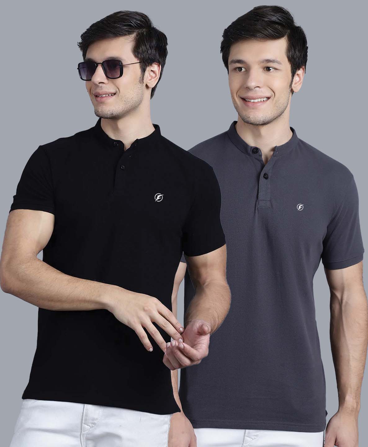 Men's Pack Of 2 Half Sleeves Short Collar Polo T-shirt - Friskers