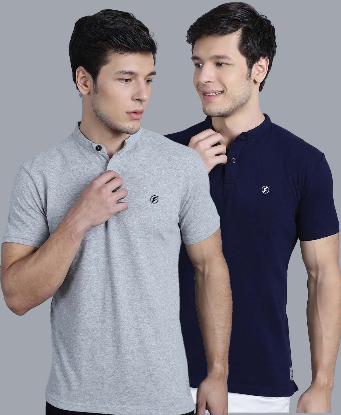 Men's Pack Of 2 Half Sleeves Short Collar Polo T-shirt - Friskers