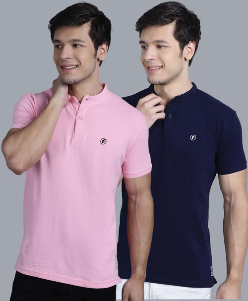 Men's Pack Of 2 Half Sleeves Short Collar Polo T-shirt