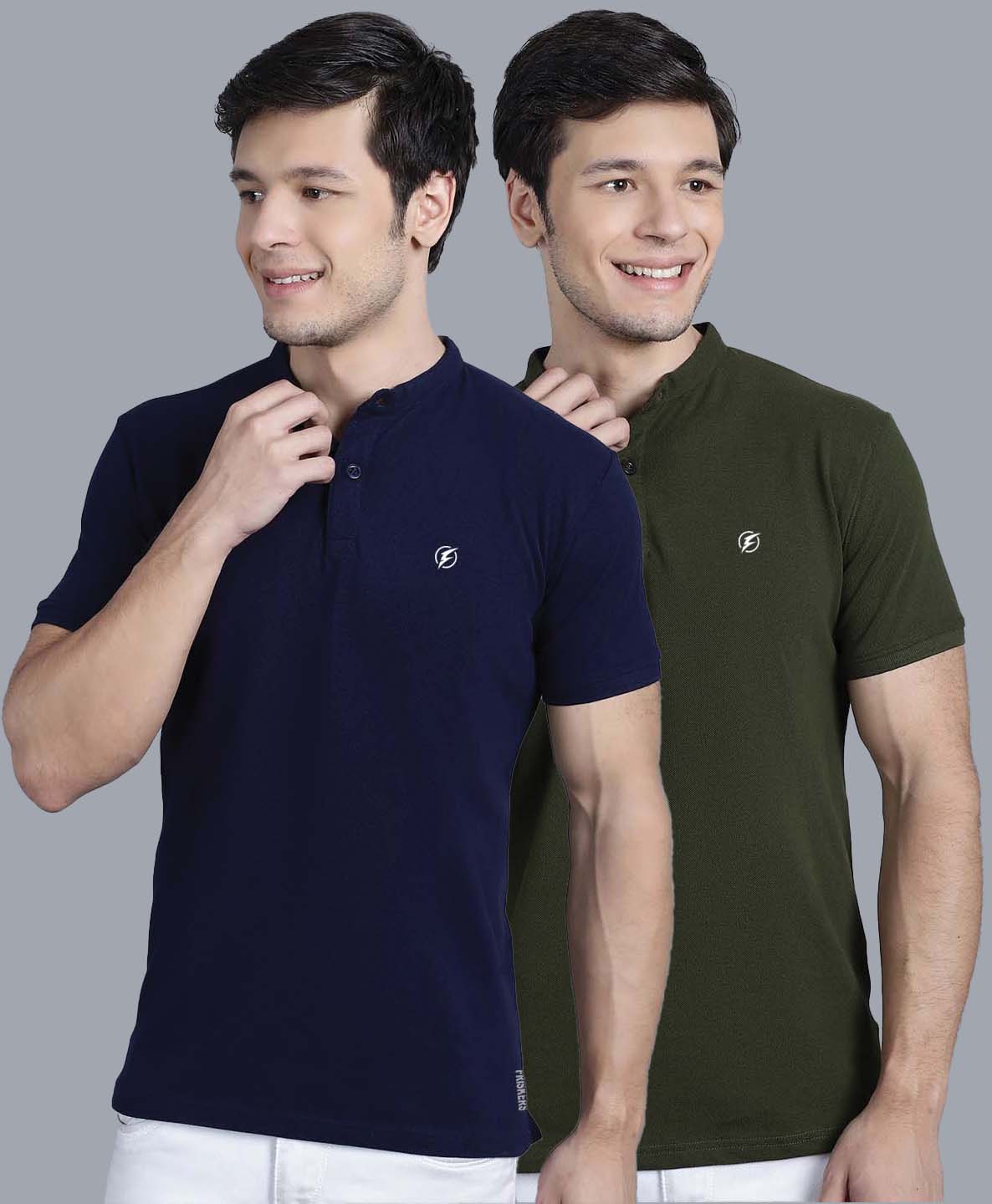 Men's Pack Of 2 Half Sleeves Short Collar Polo T-shirt - Friskers