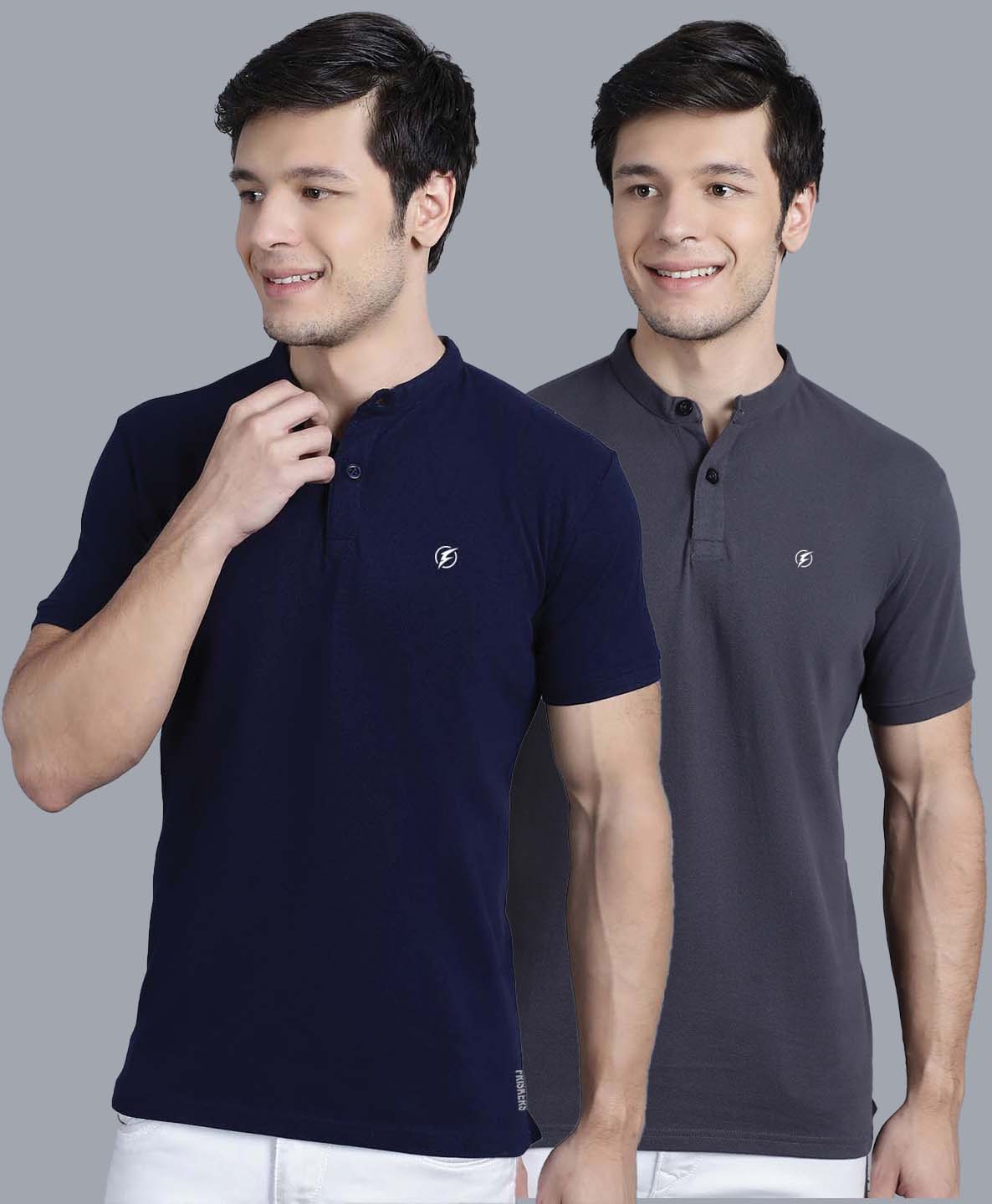 Men's Pack Of 2 Half Sleeves Short Collar Polo T-shirt - Friskers