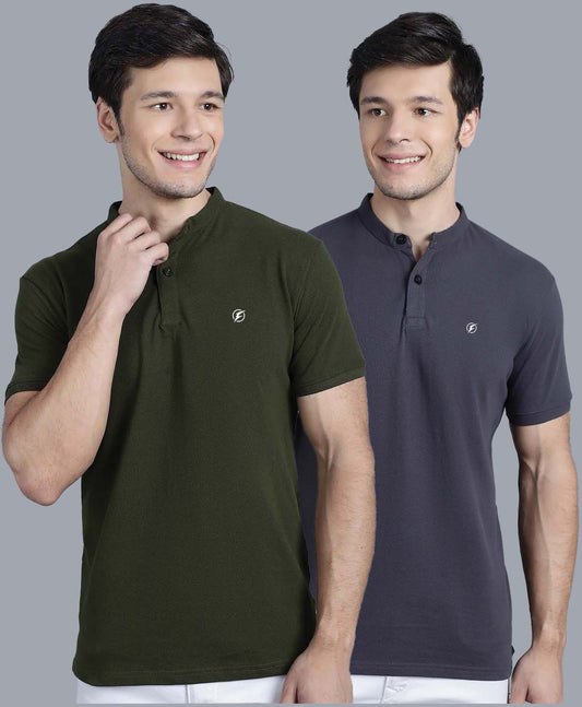 Men's Pack Of 2 Half Sleeves Short Collar Polo T-shirt - Friskers