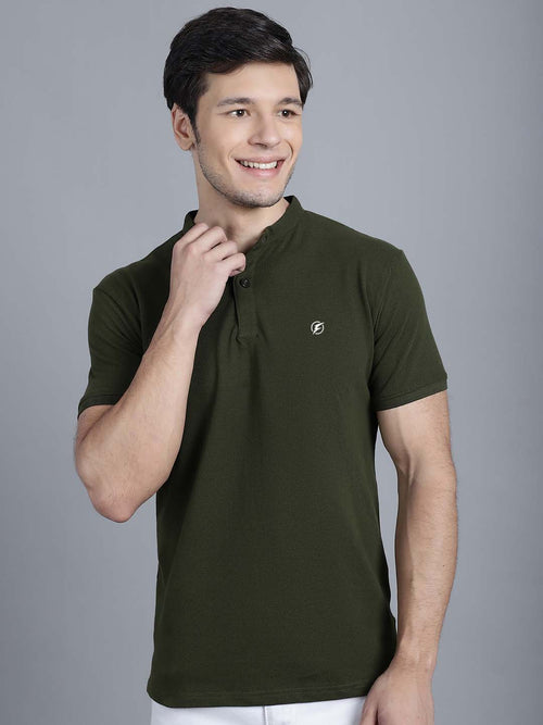 Men's Half Sleeves Solid Short Collar Polo T-shirt