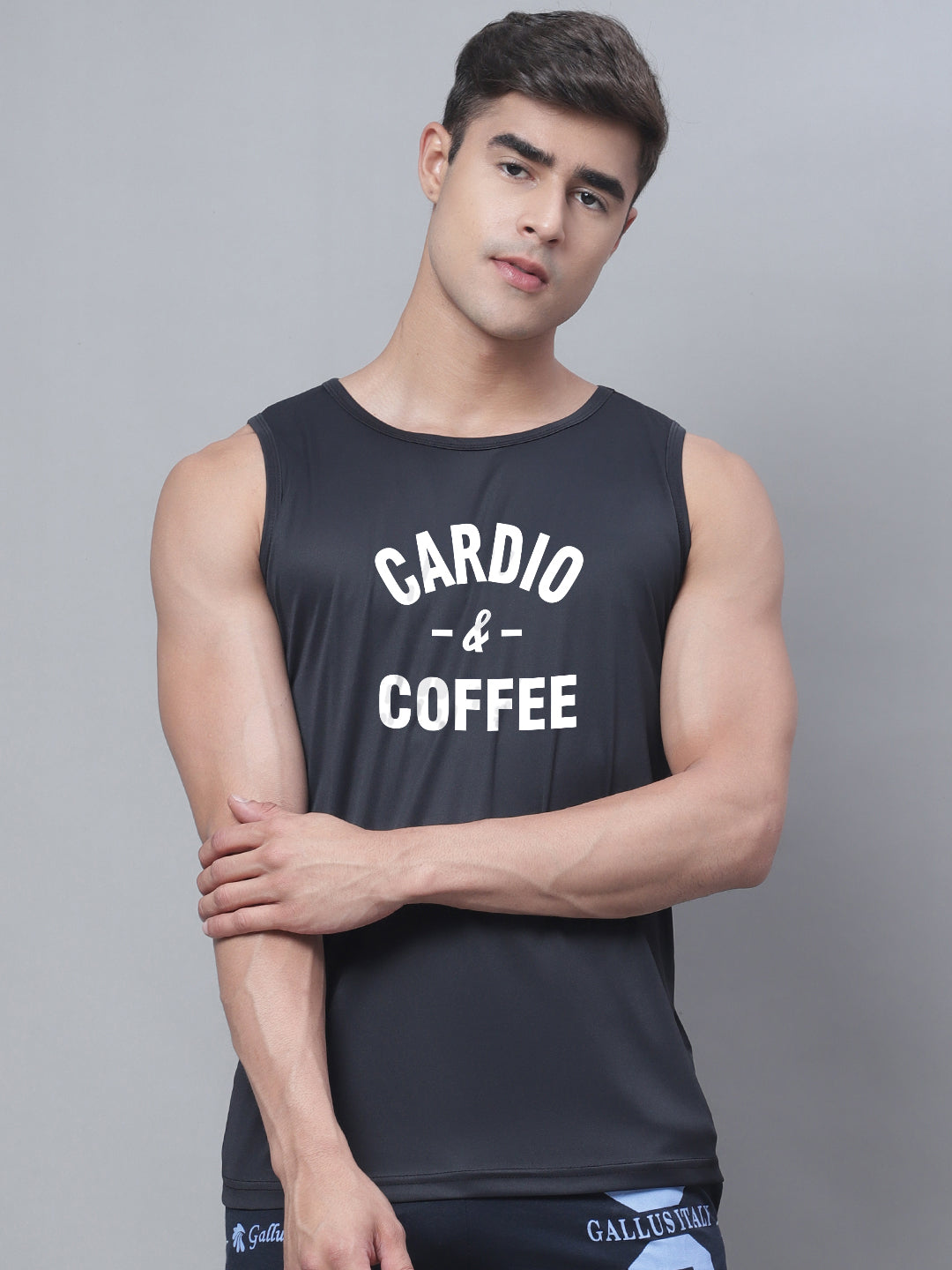 Men Round Neck Training Polyster Gym Vest - Friskers