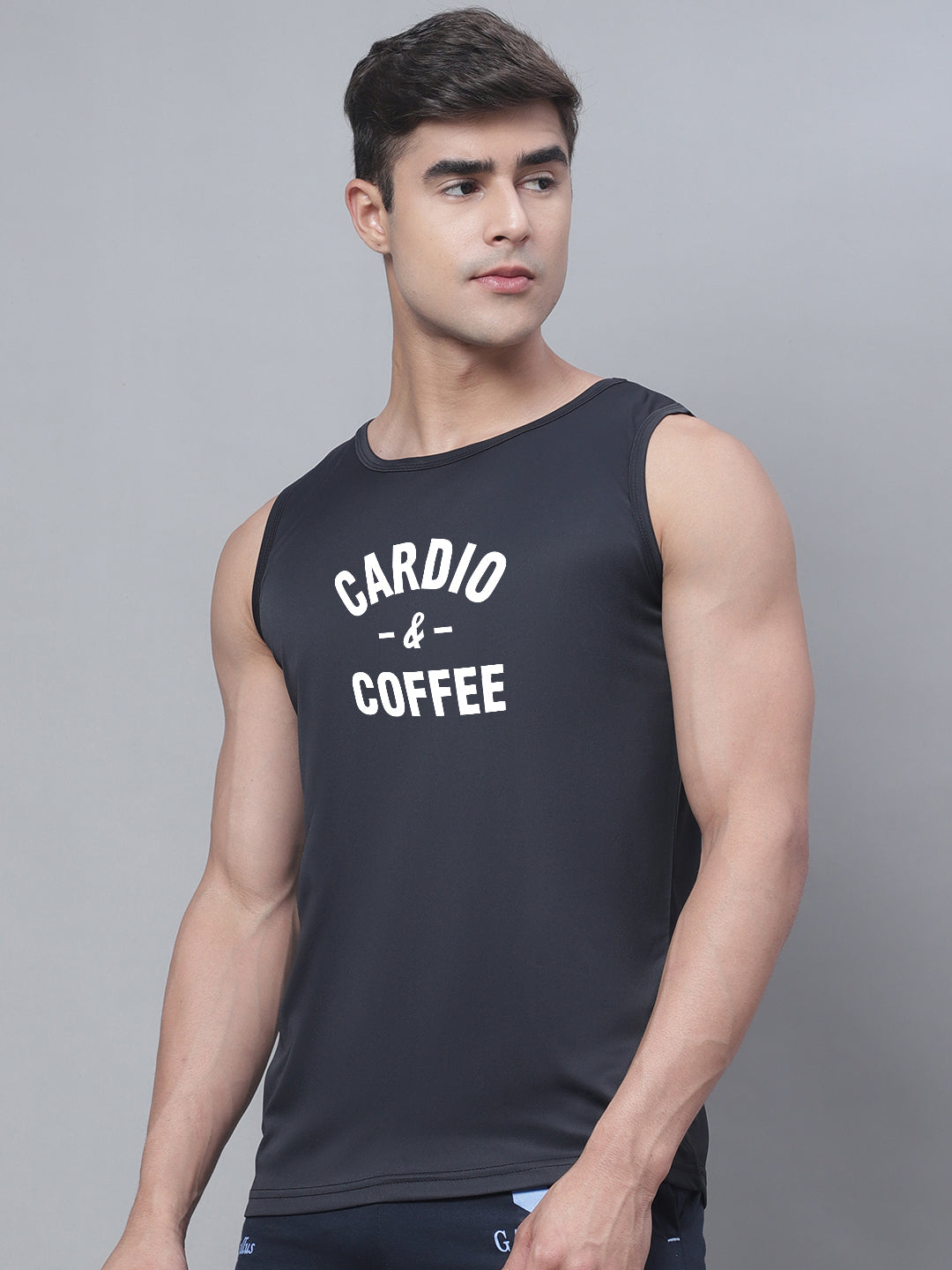 Men Round Neck Training Polyster Gym Vest - Friskers