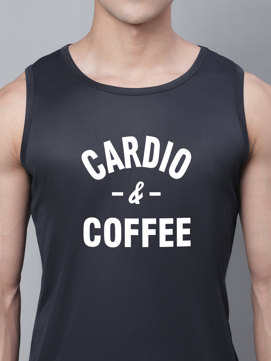 Men Round Neck Training Polyster Gym Vest - Friskers