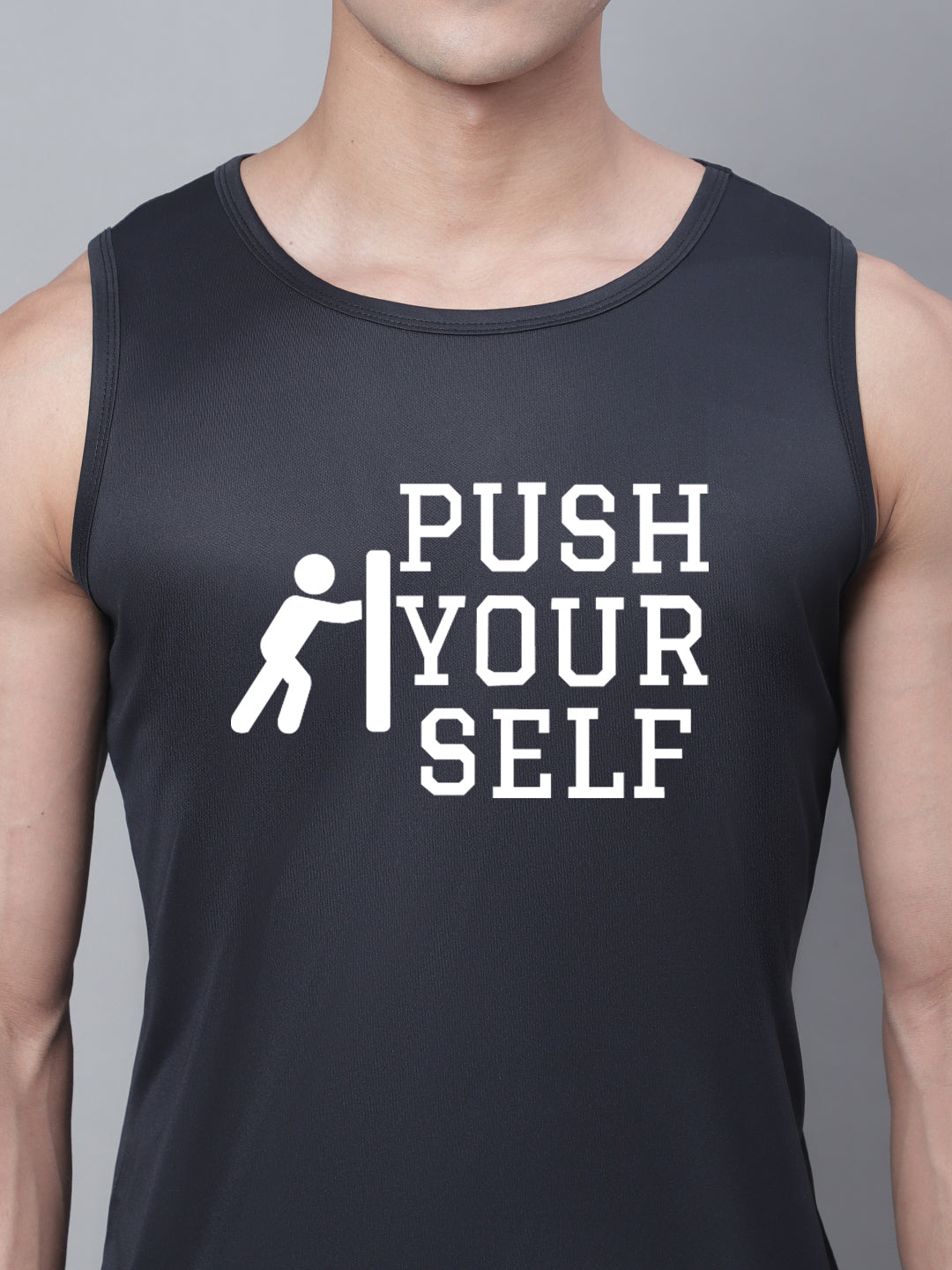 Men Round Neck Training Polyster Gym Vest - Friskers
