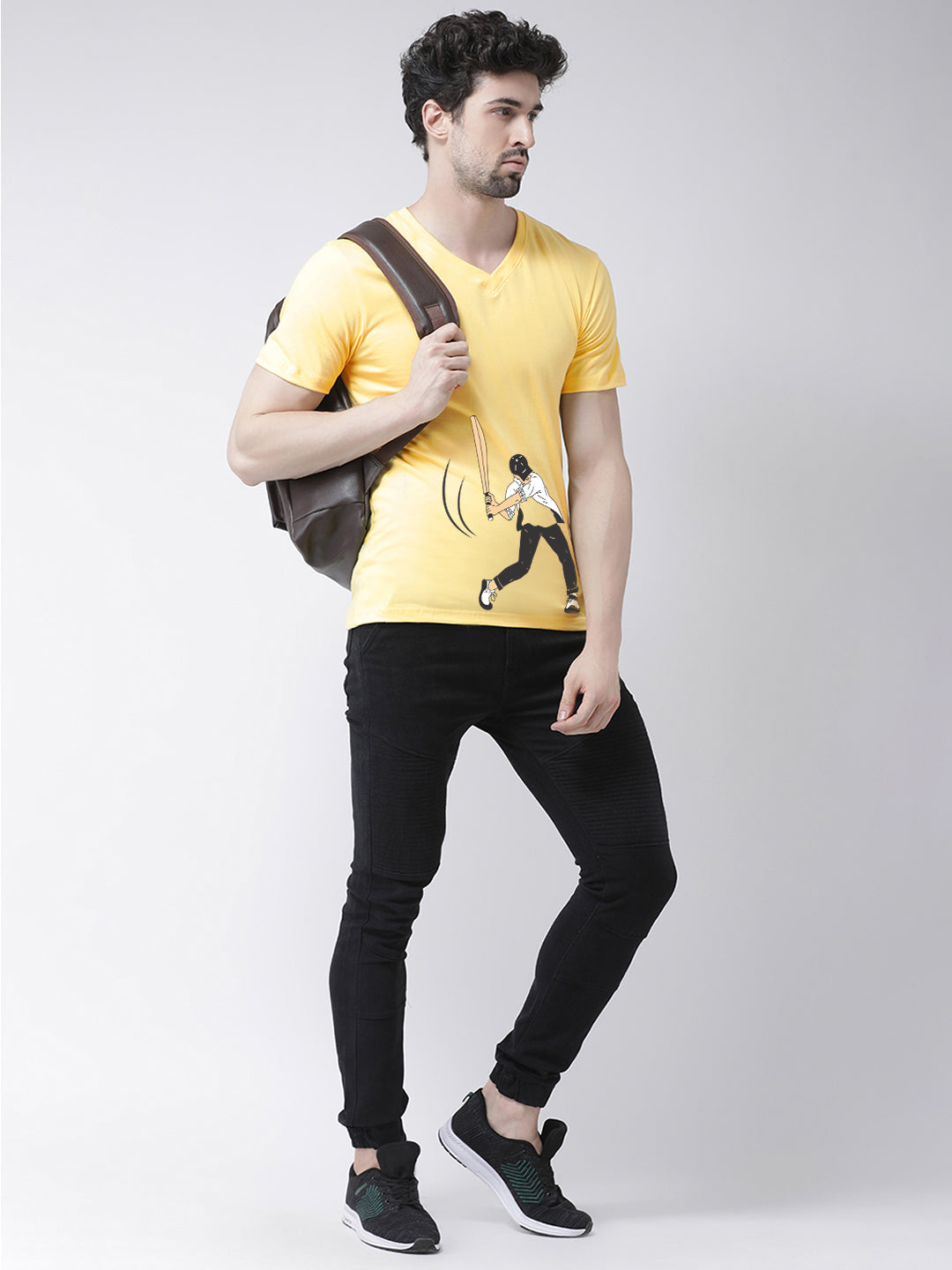 Men V-Neck Cotton Half Sleeve Printed T-shirt - Friskers