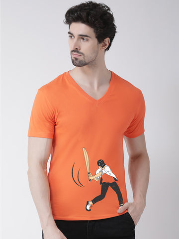 Men V-Neck Cotton Half Sleeve Printed T-shirt - Friskers