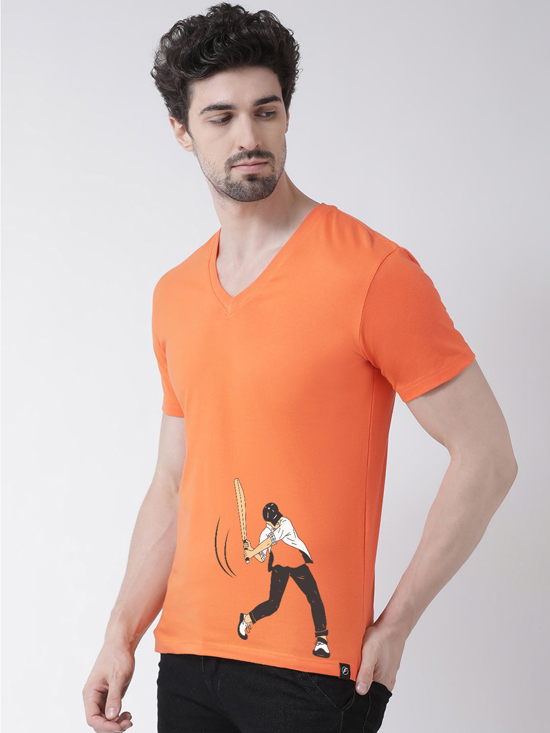 Men V-Neck Cotton Half Sleeve Printed T-shirt - Friskers