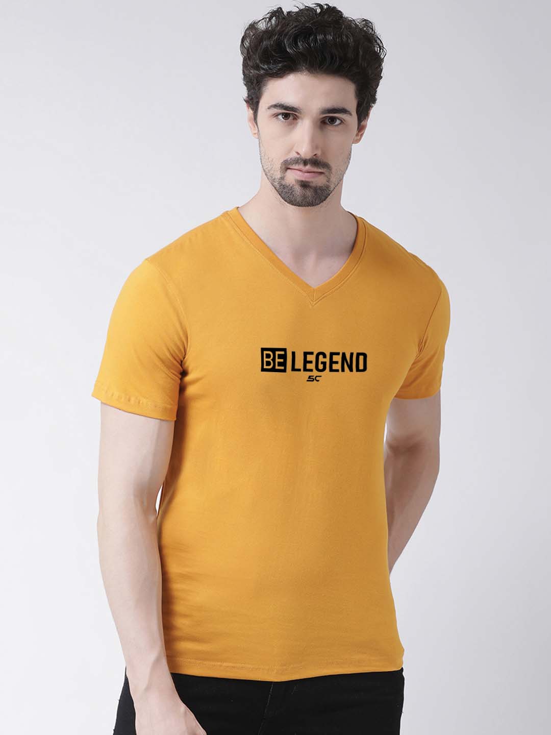 Men's Be Legend Pure Cotton Regular Fit V Neck T-Shirt - Friskers