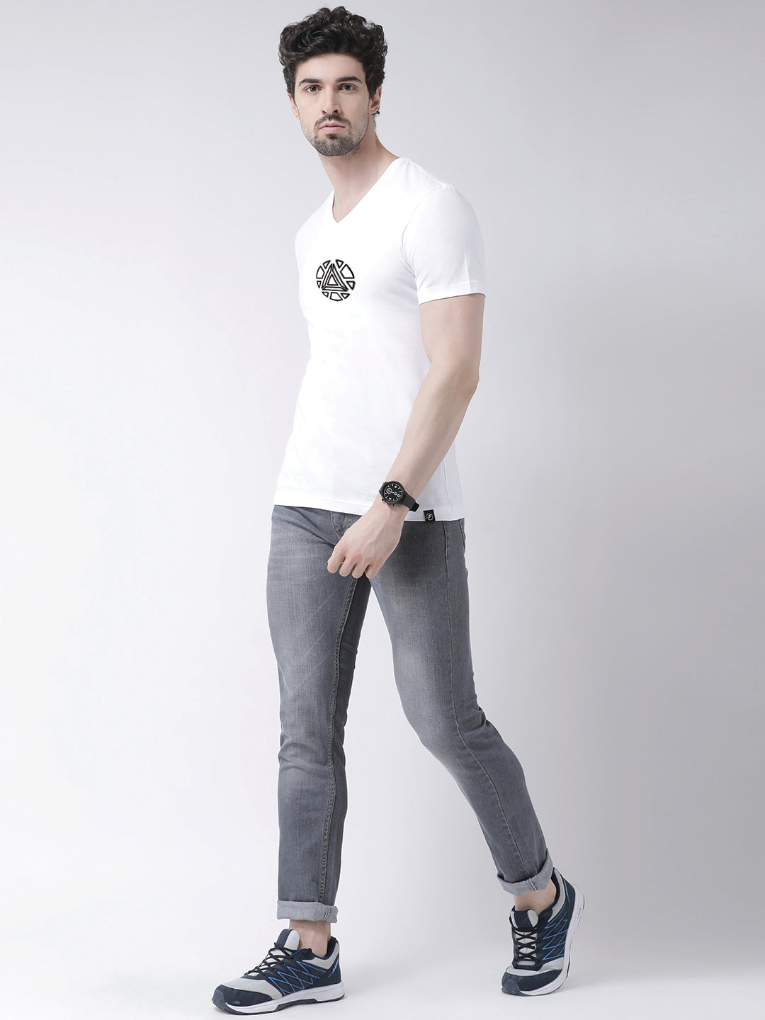 Men's Pure Cotton Regular Fit V Neck T-Shirt - Friskers