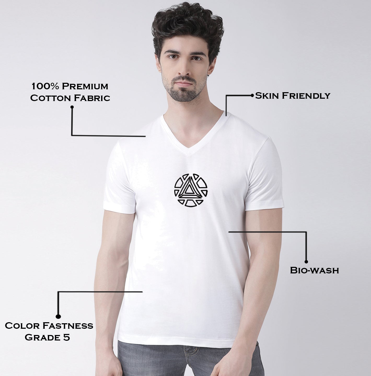 Men's Pure Cotton Regular Fit V Neck T-Shirt - Friskers