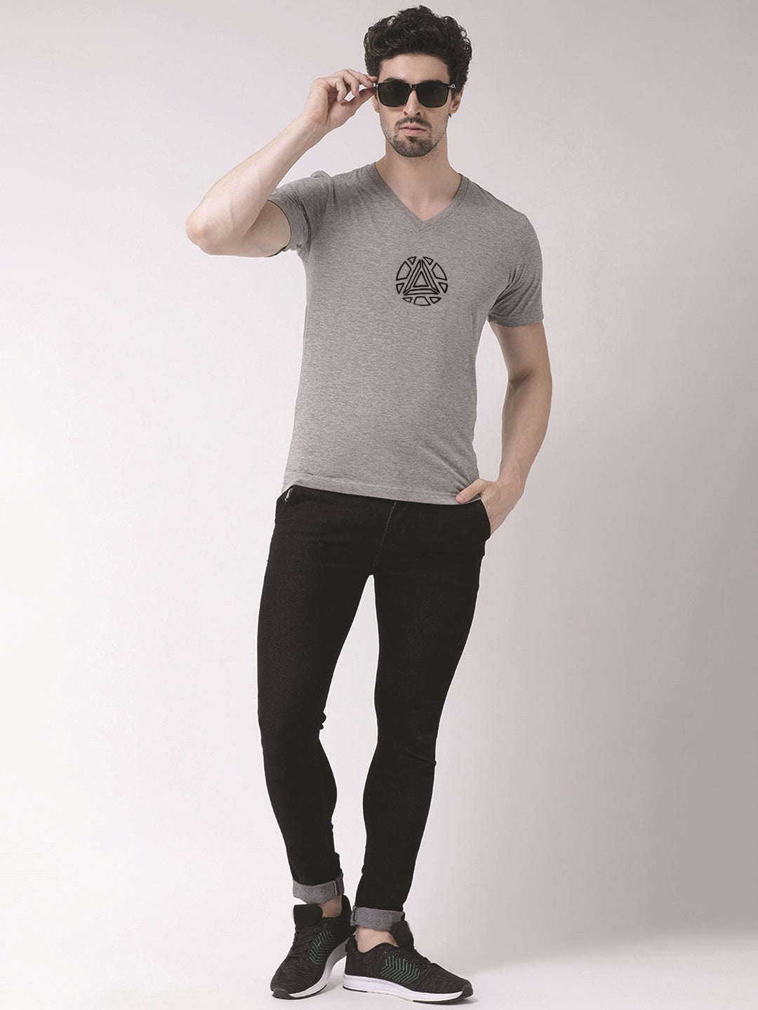 Men's Pure Cotton Regular Fit V Neck T-Shirt - Friskers