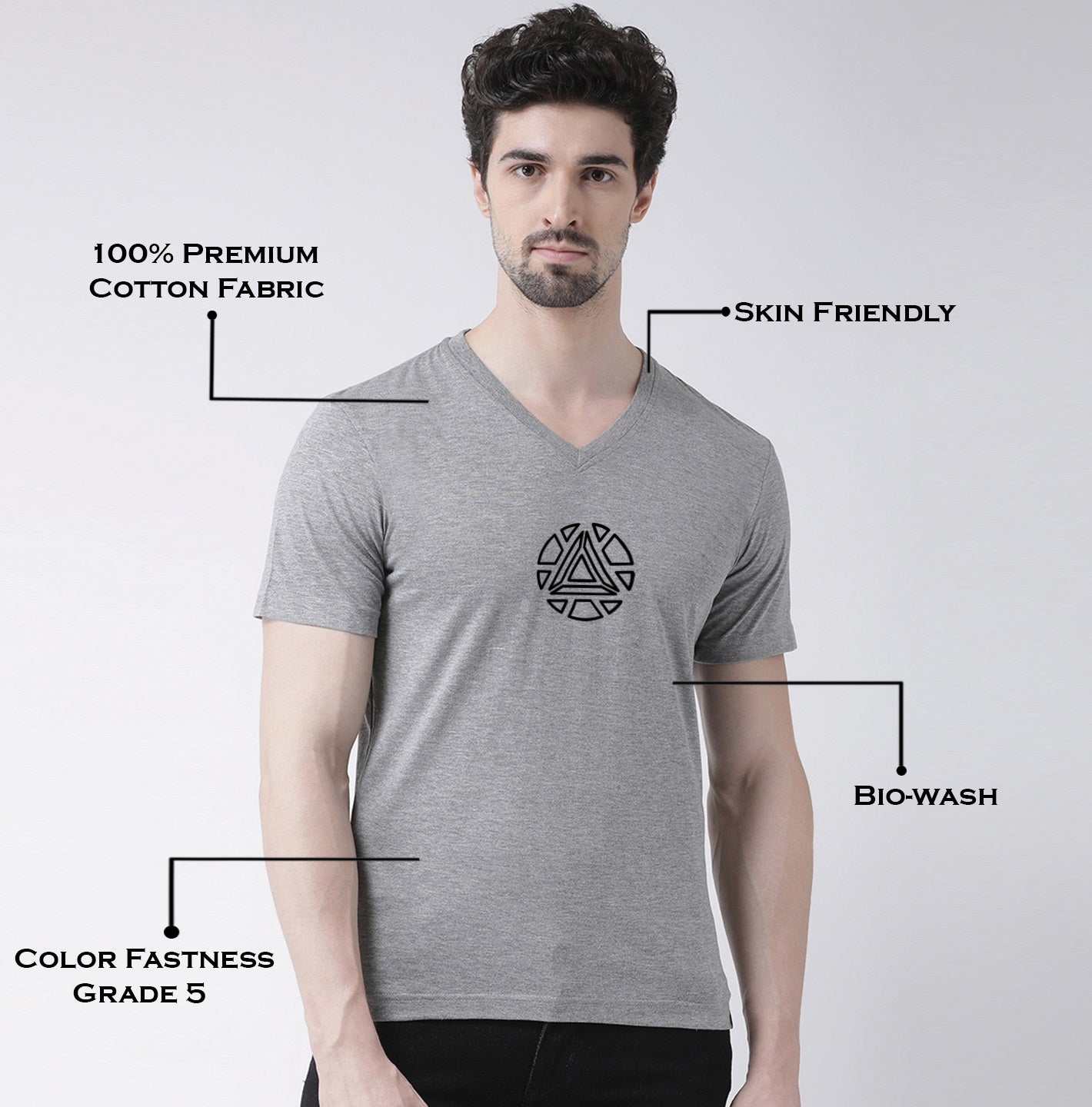 Men's Pure Cotton Regular Fit V Neck T-Shirt - Friskers