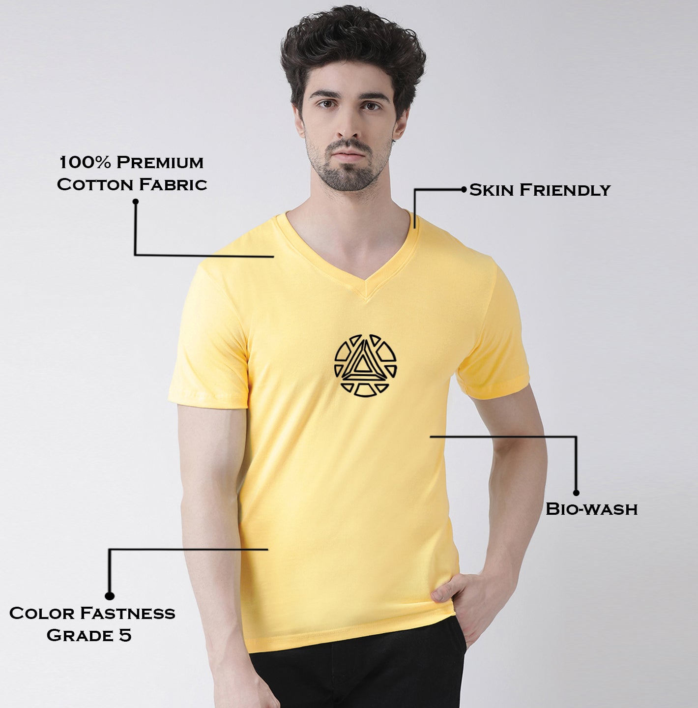 Men's Pure Cotton Regular Fit V Neck T-Shirt - Friskers