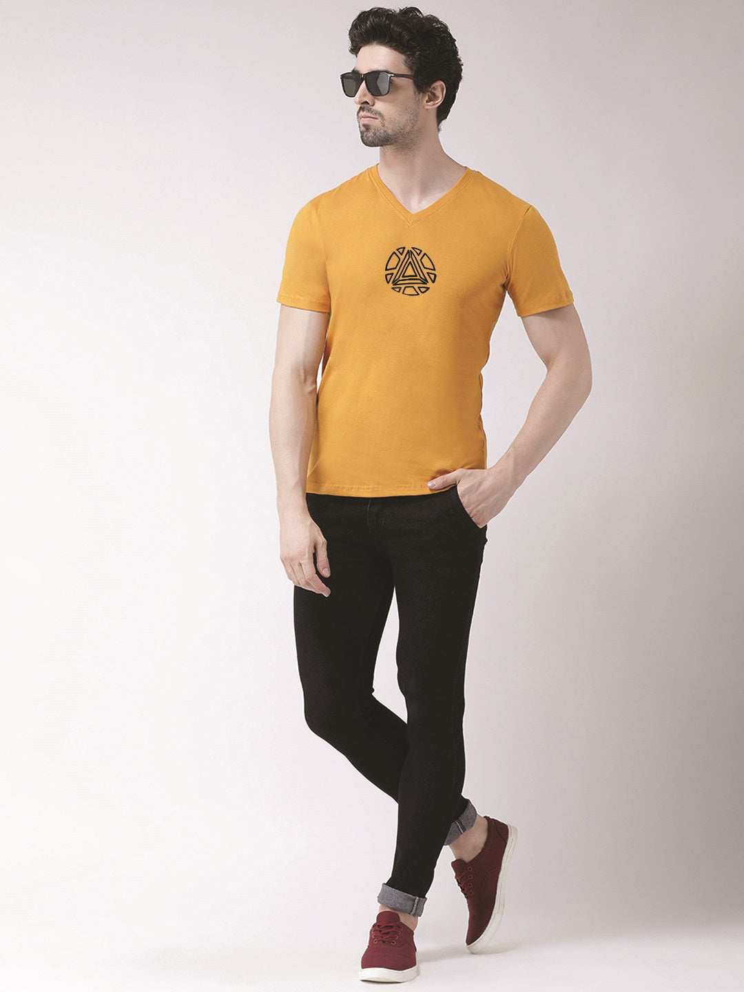 Men's Pure Cotton Regular Fit V Neck T-Shirt - Friskers