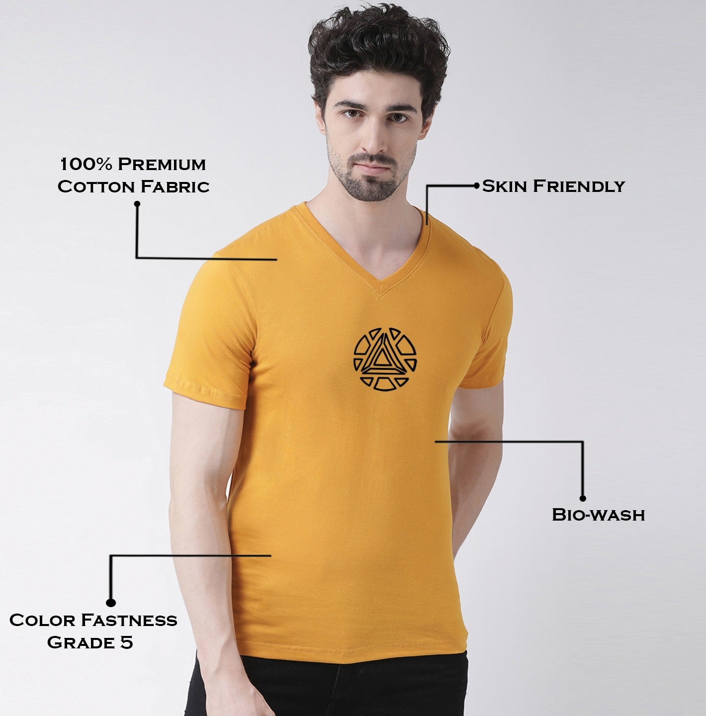 Men's Pure Cotton Regular Fit V Neck T-Shirt - Friskers