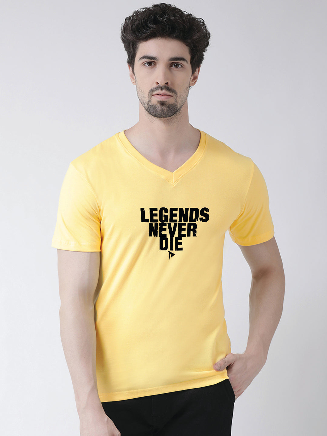 Men's Legends Never Die Regular Fit V Neck T-Shirt - Friskers