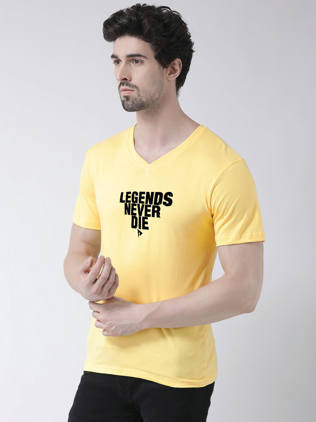 Men's Legends Never Die Regular Fit V Neck T-Shirt - Friskers