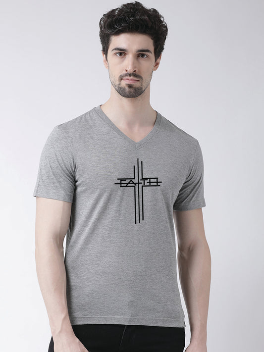 Men's Faith Pure Cotton Regular Fit V Neck T-Shirt - Friskers