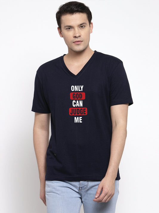 Men's Only God Can Judge Me Regular Fit V Neck T-Shirt - Friskers