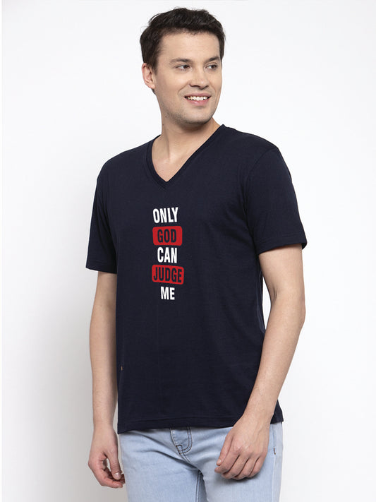 Men's Only God Can Judge Me Regular Fit V Neck T-Shirt - Friskers