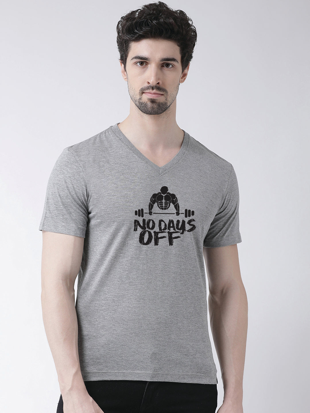 Men's No Days Off Pure Cotton Regular Fit V Neck T-Shirt - Friskers