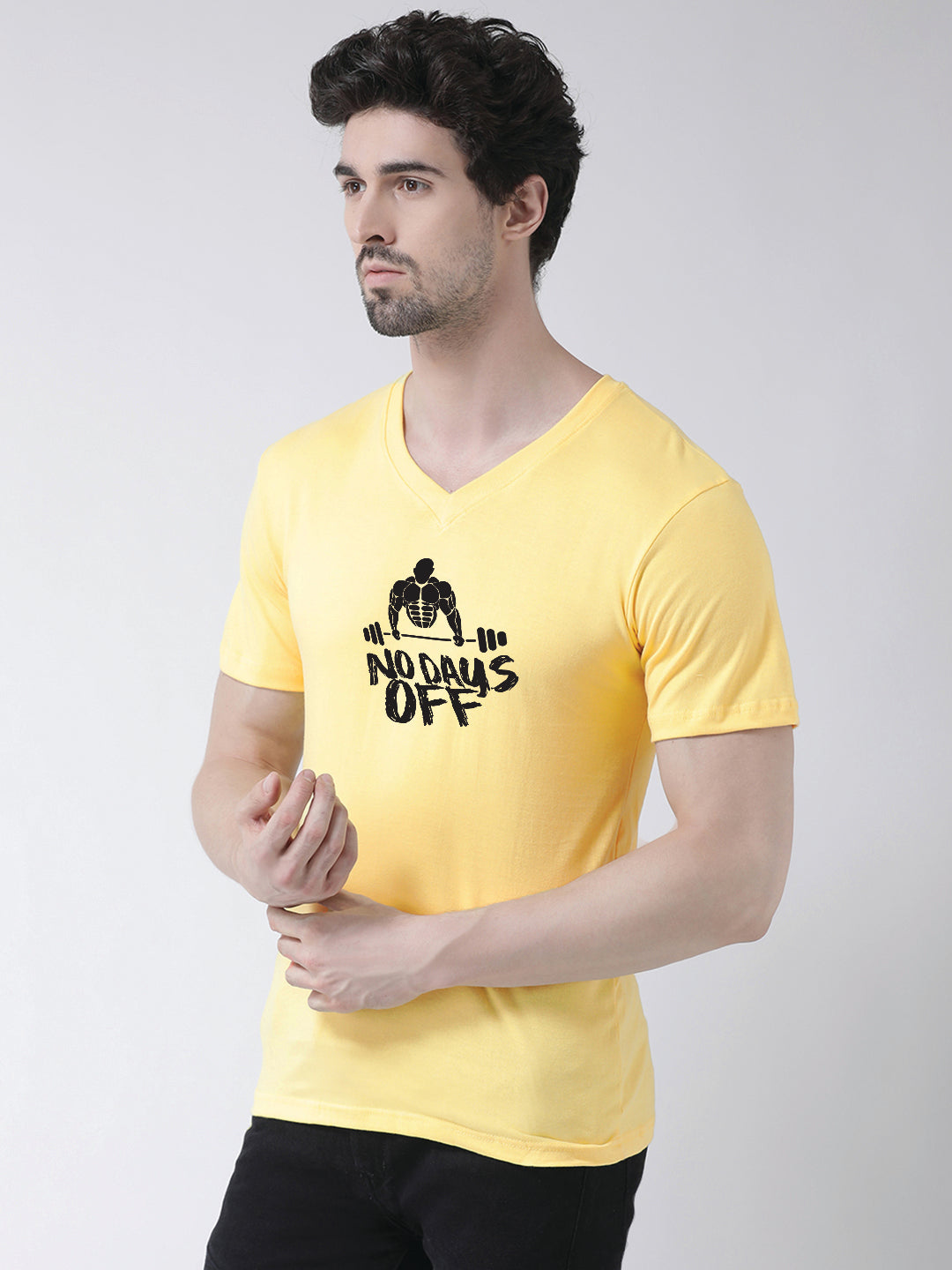 Men's No Days Off Pure Cotton Regular Fit V Neck T-Shirt - Friskers