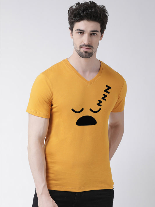 Men V-Neck Sleepy Printed Half Sleeve T-shirt - Friskers