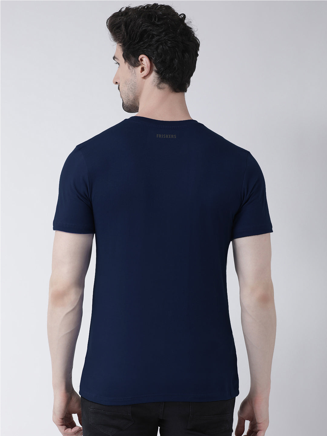 Men V-Neck Pure Cotton Printed Half Sleeve T-shirt - Friskers