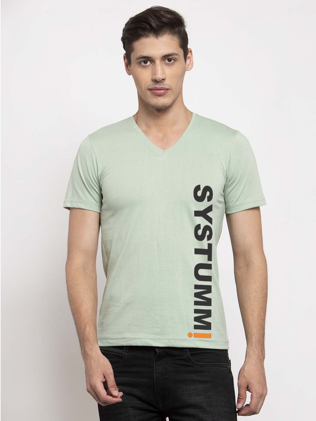 Men's System Cotton Regular Fit V Neck T-Shirt