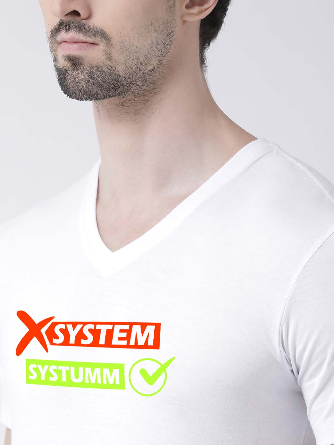 Men's Systumm Cotton Regular Fit V Neck T-Shirt - Friskers