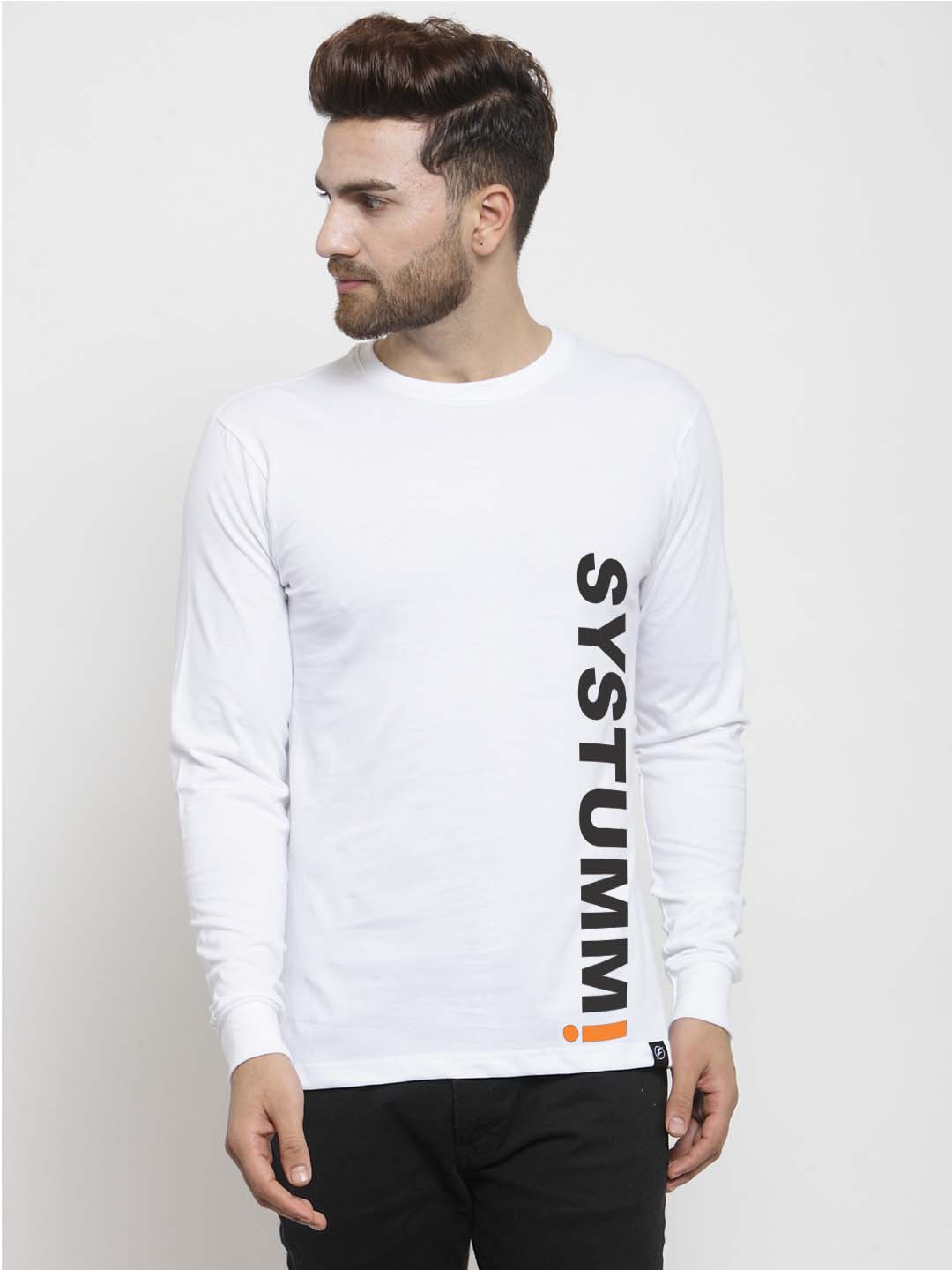 Men System Printed Full Sleeve T-shirt