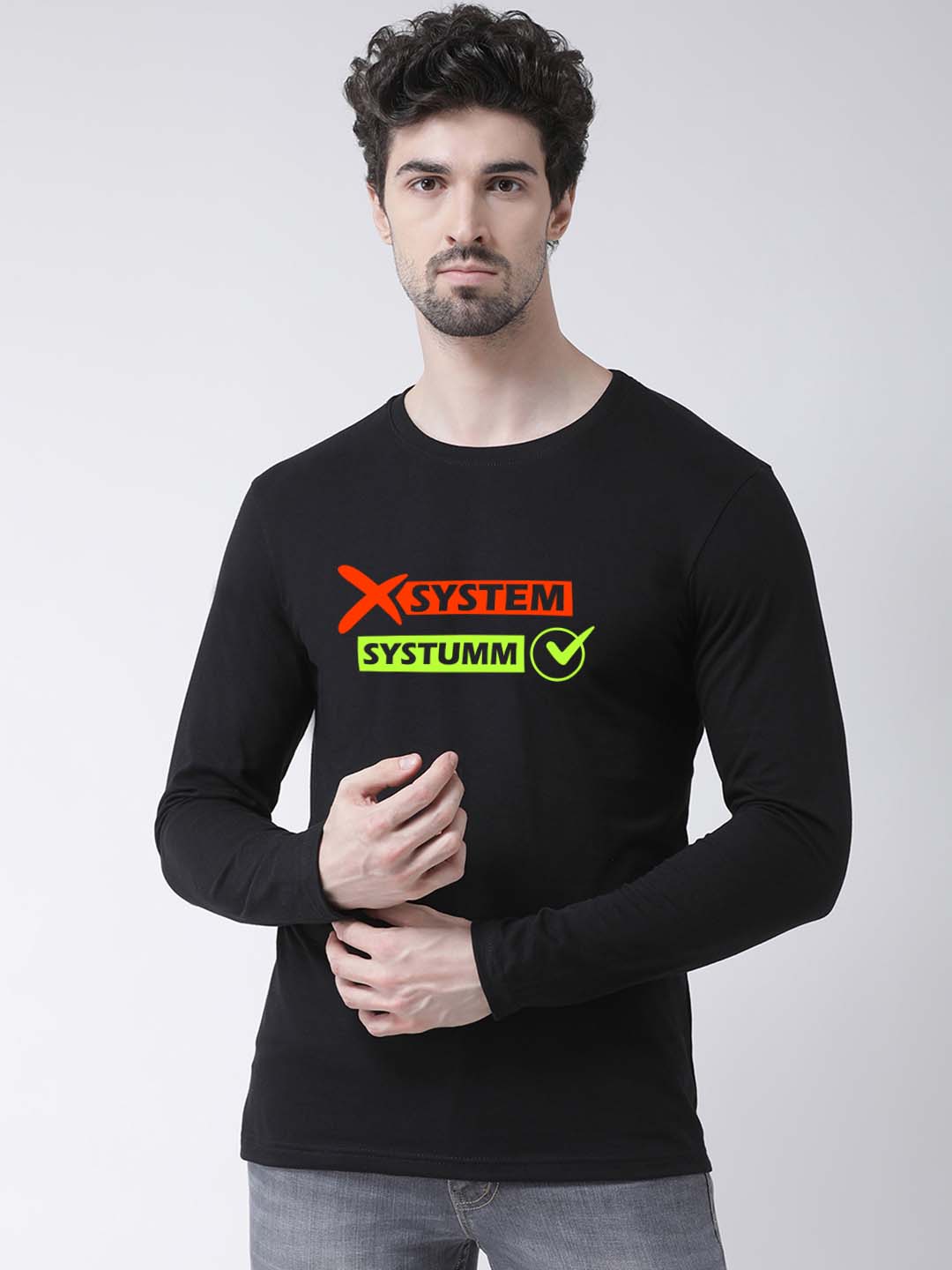 Men Systumm Printed Full Sleeve T-shirt - Friskers