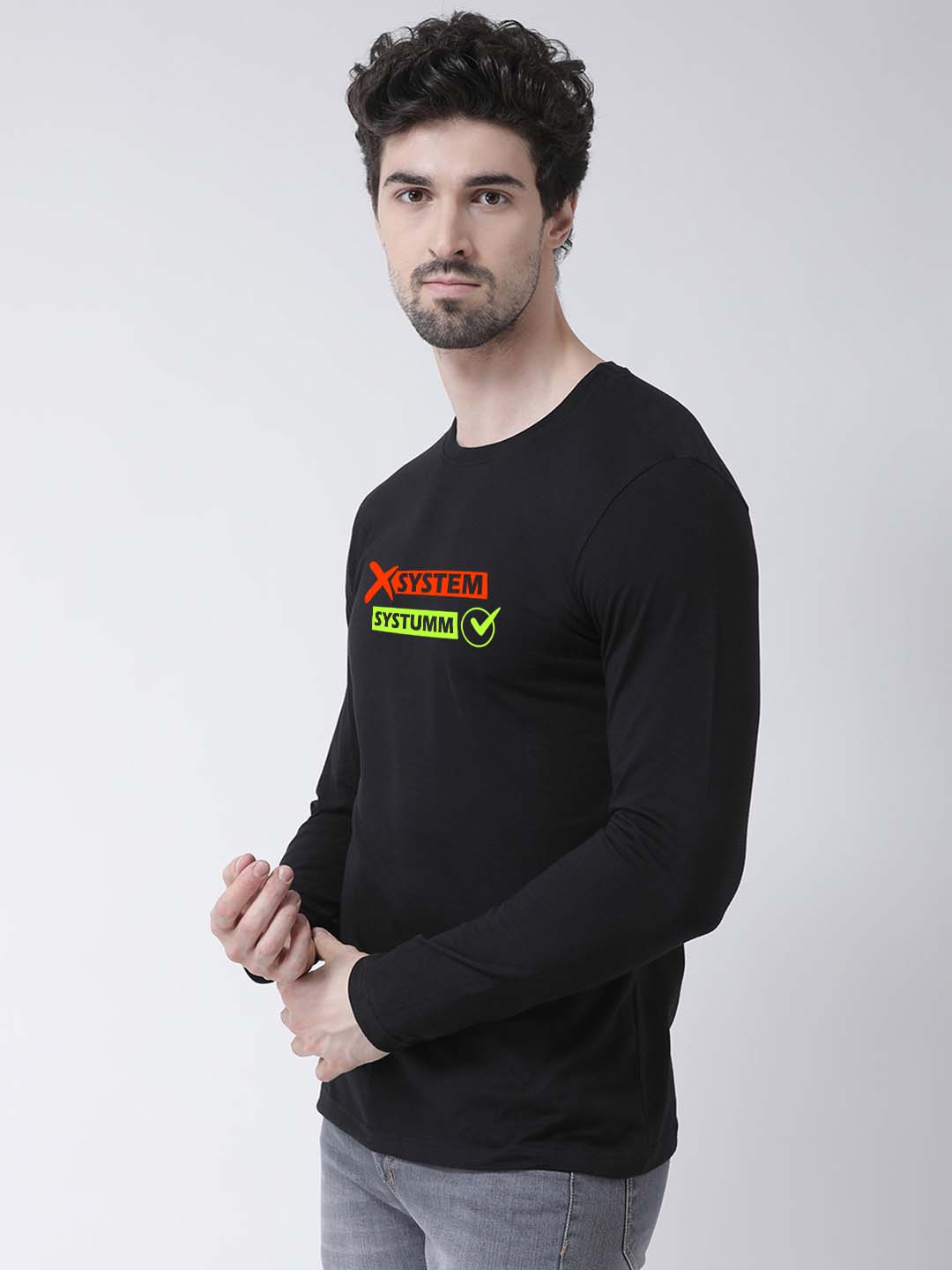 Men Systumm Printed Full Sleeve T-shirt - Friskers