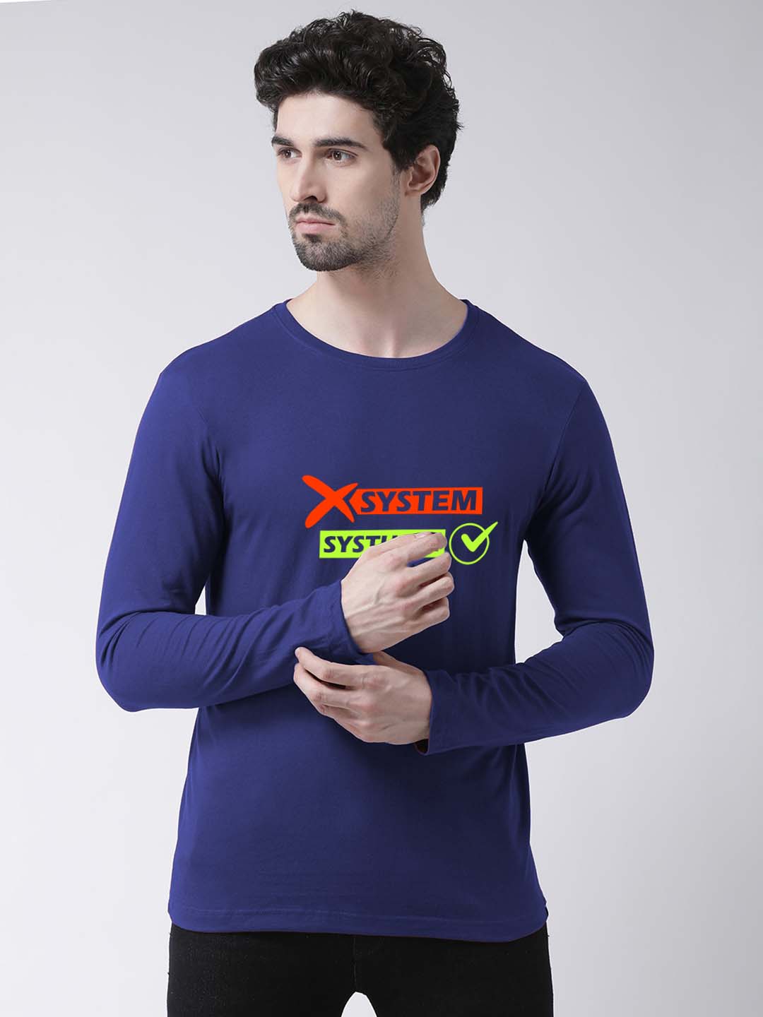 Men Systumm Printed Full Sleeve T-shirt - Friskers