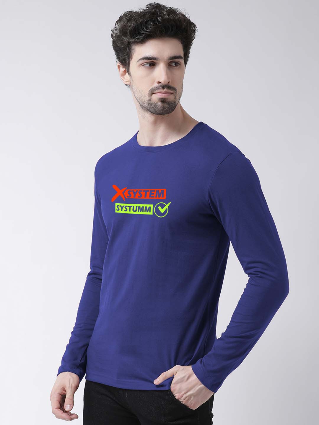 Men Systumm Printed Full Sleeve T-shirt - Friskers