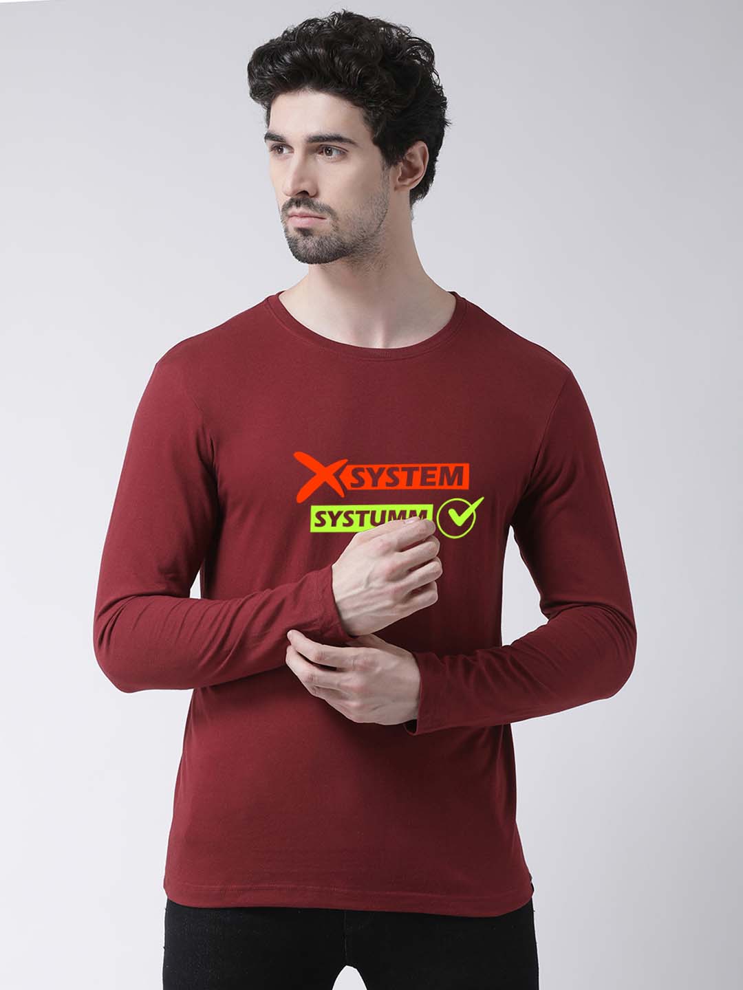 Men Systumm Printed Full Sleeve T-shirt - Friskers