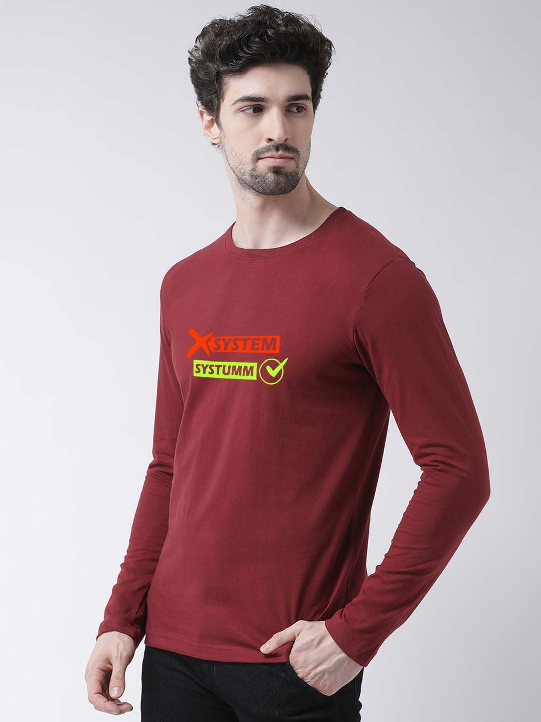 Men Systumm Printed Full Sleeve T-shirt - Friskers