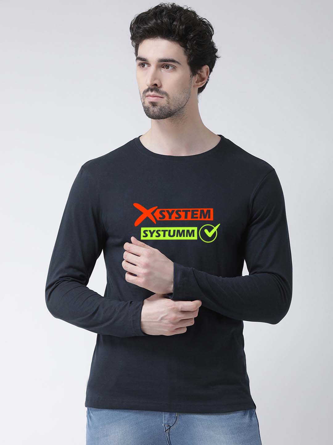 Men Systumm Printed Full Sleeve T-shirt - Friskers
