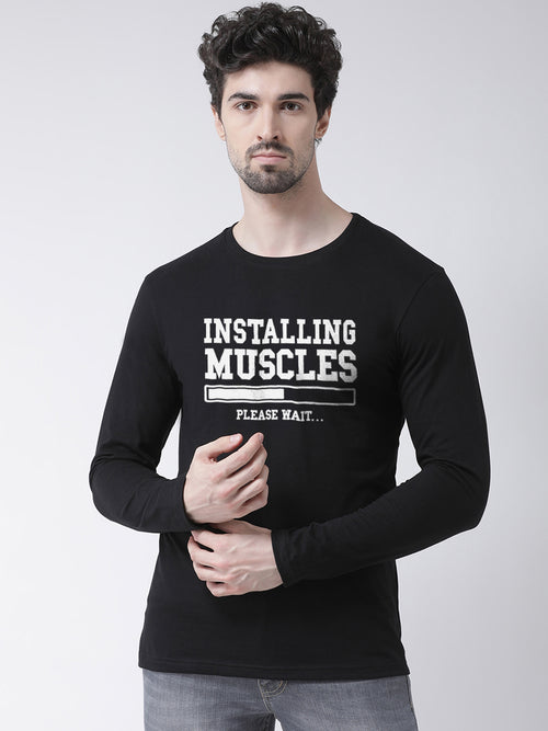 Men Installing Muscles Printed Full Sleeve T-shirt