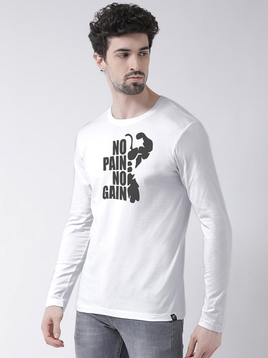 Men No Pain No Gain Printed Full Sleeve T-Shirt - Friskers