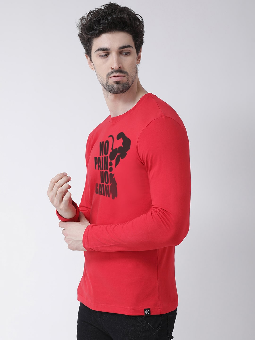 Men No Pain No Gain Printed Full Sleeve T-Shirt - Friskers